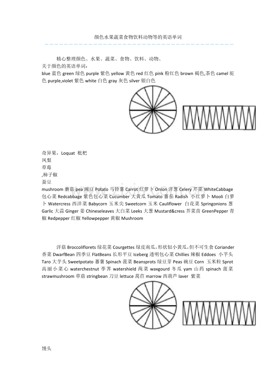 颜色水果蔬菜食物饮料动物等的英语单词.docx_第1页