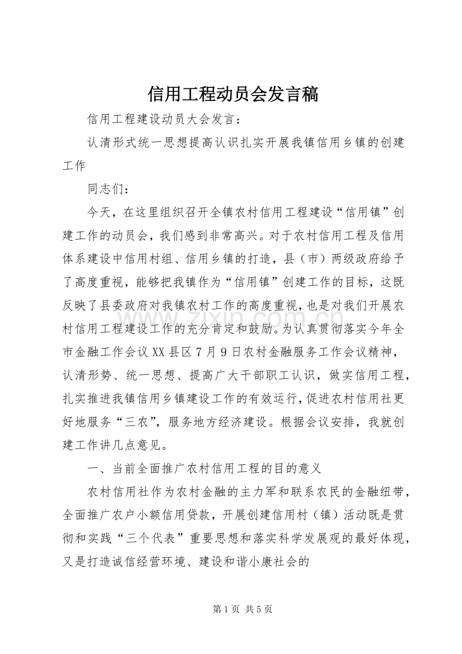 信用工程动员会发言稿.docx_第1页