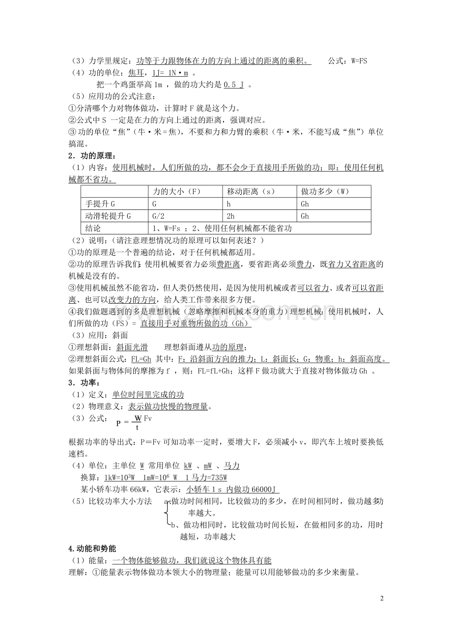 功和机械能单元复习.doc_第2页