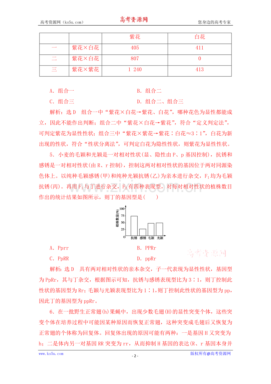 专练3孟德尔定律与伴性遗传题型专.doc_第2页