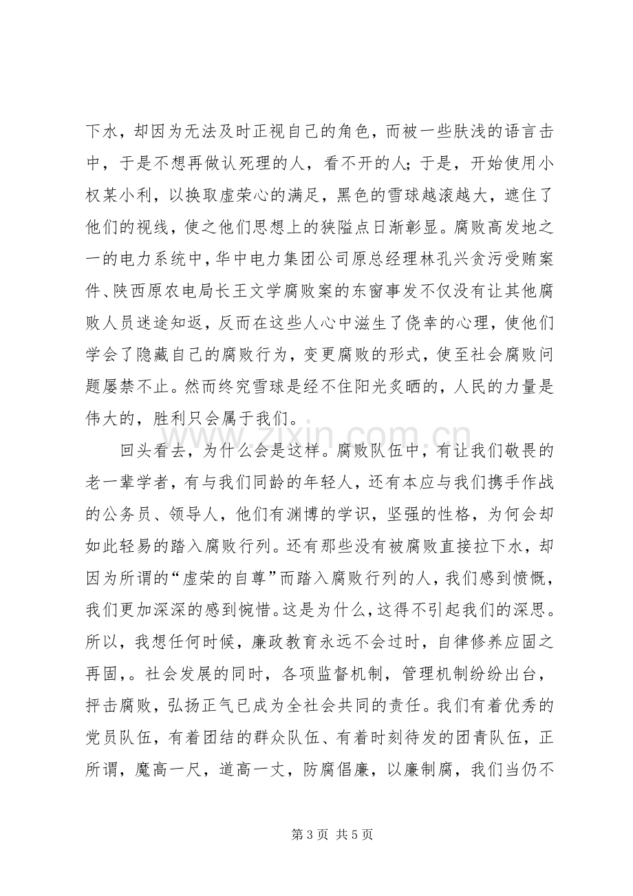 恪守廉洁[电力职工演讲稿：恪守廉洁我们义不容辞].docx_第3页