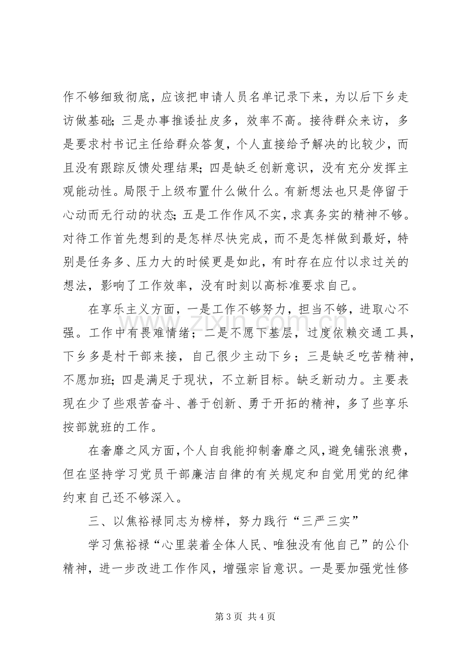 副乡长弘扬焦裕禄精神践行“三严三实”要求心得体会.docx_第3页