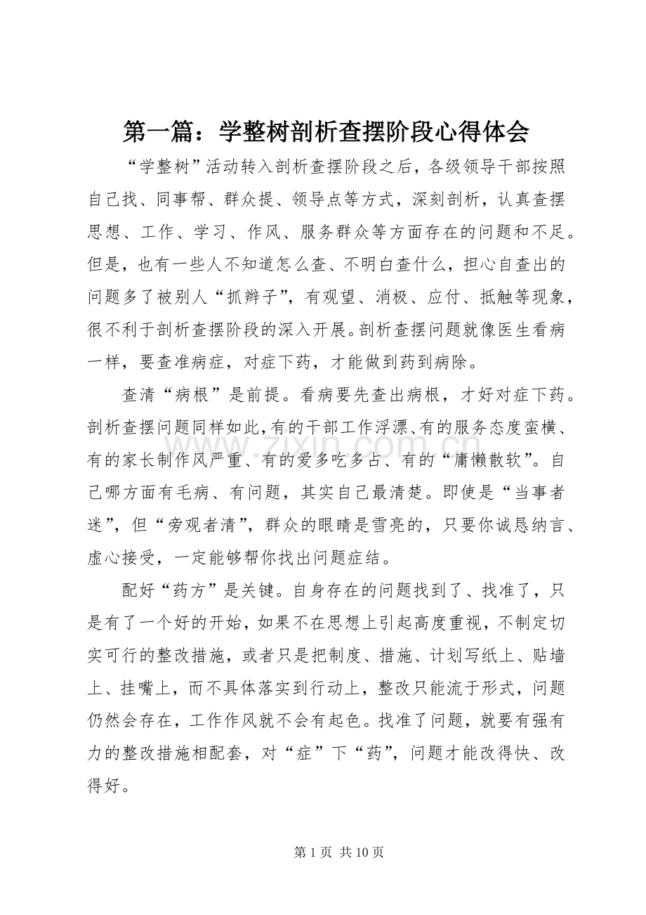 第一篇：学整树剖析查摆阶段心得体会.docx_第1页