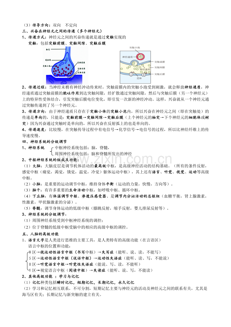 必修3第二章--动物和人体生命活动的调节(知识点).doc_第2页