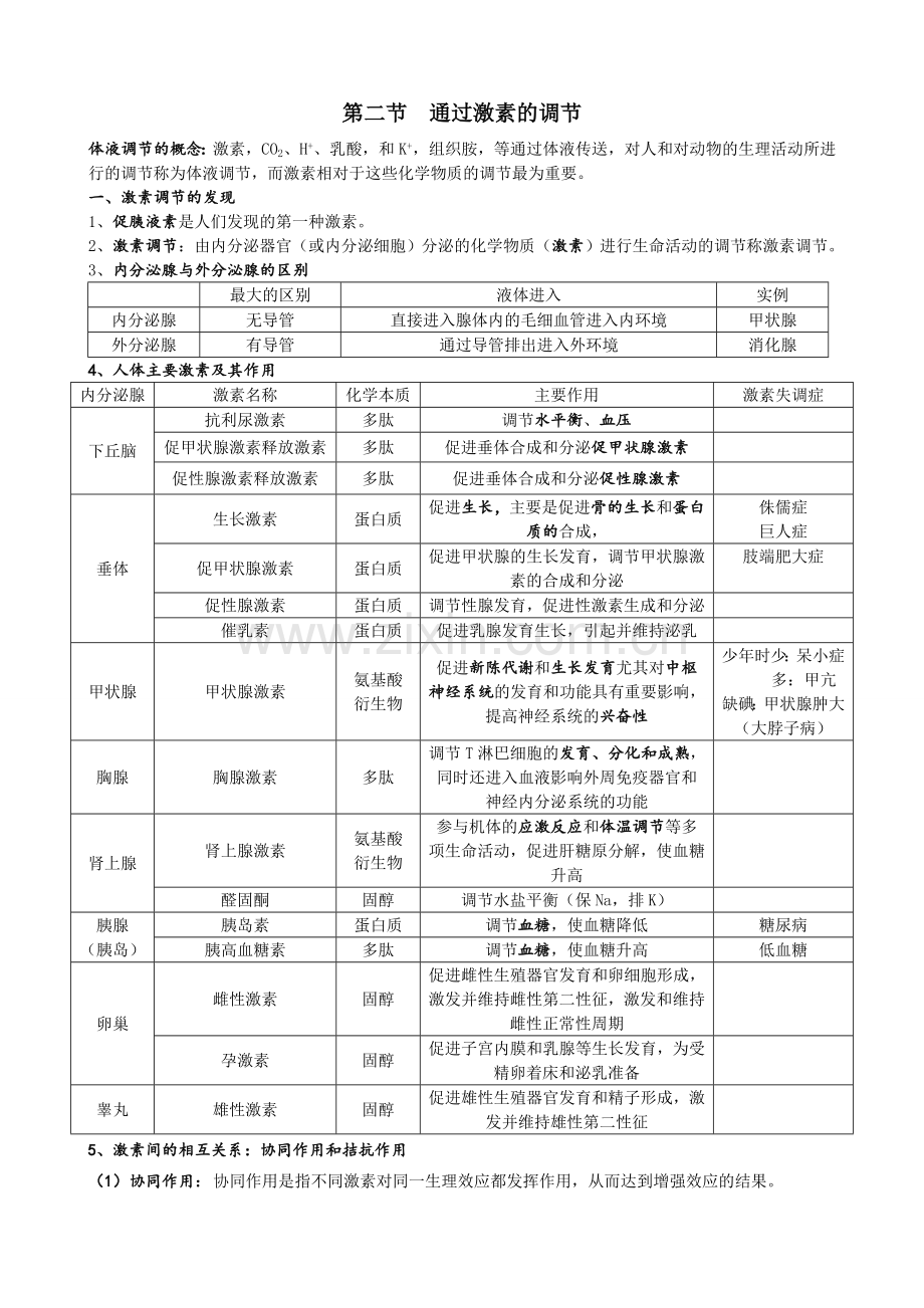 必修3第二章--动物和人体生命活动的调节(知识点).doc_第3页