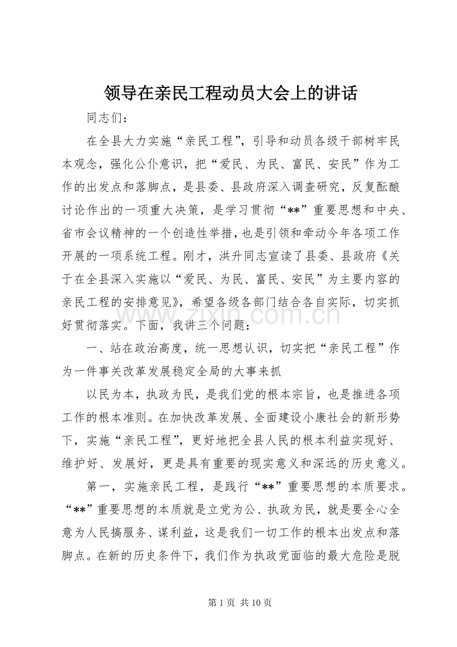 领导在亲民工程动员大会上的讲话.docx_第1页