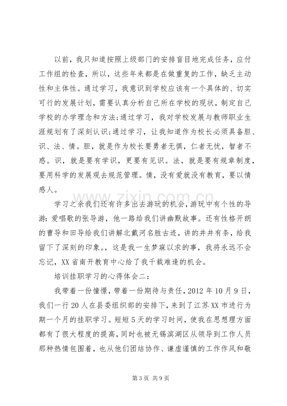 培训挂职学习的心得体会3篇.docx_第3页