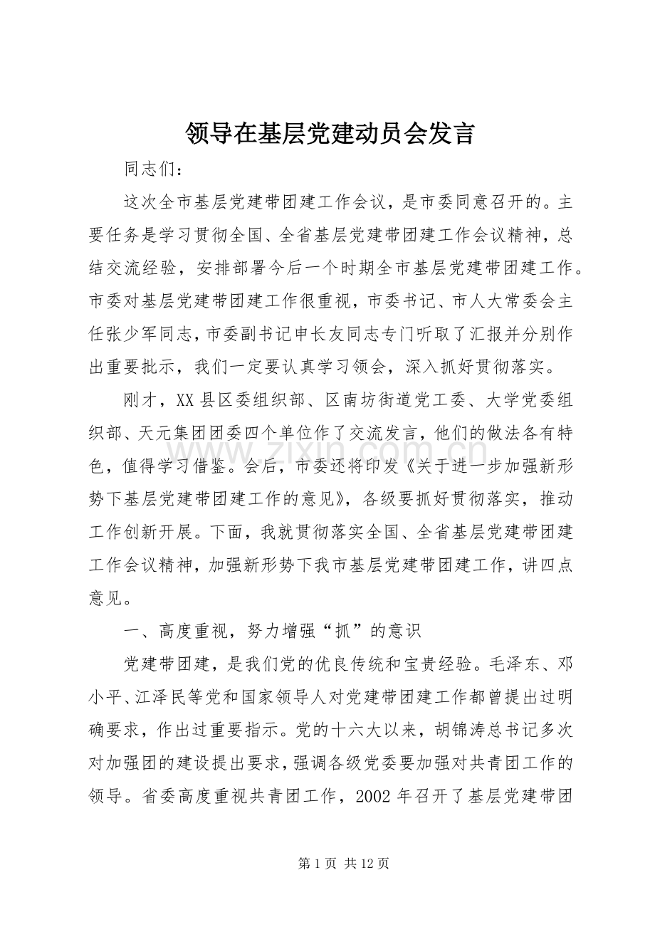 领导在基层党建动员会发言.docx_第1页