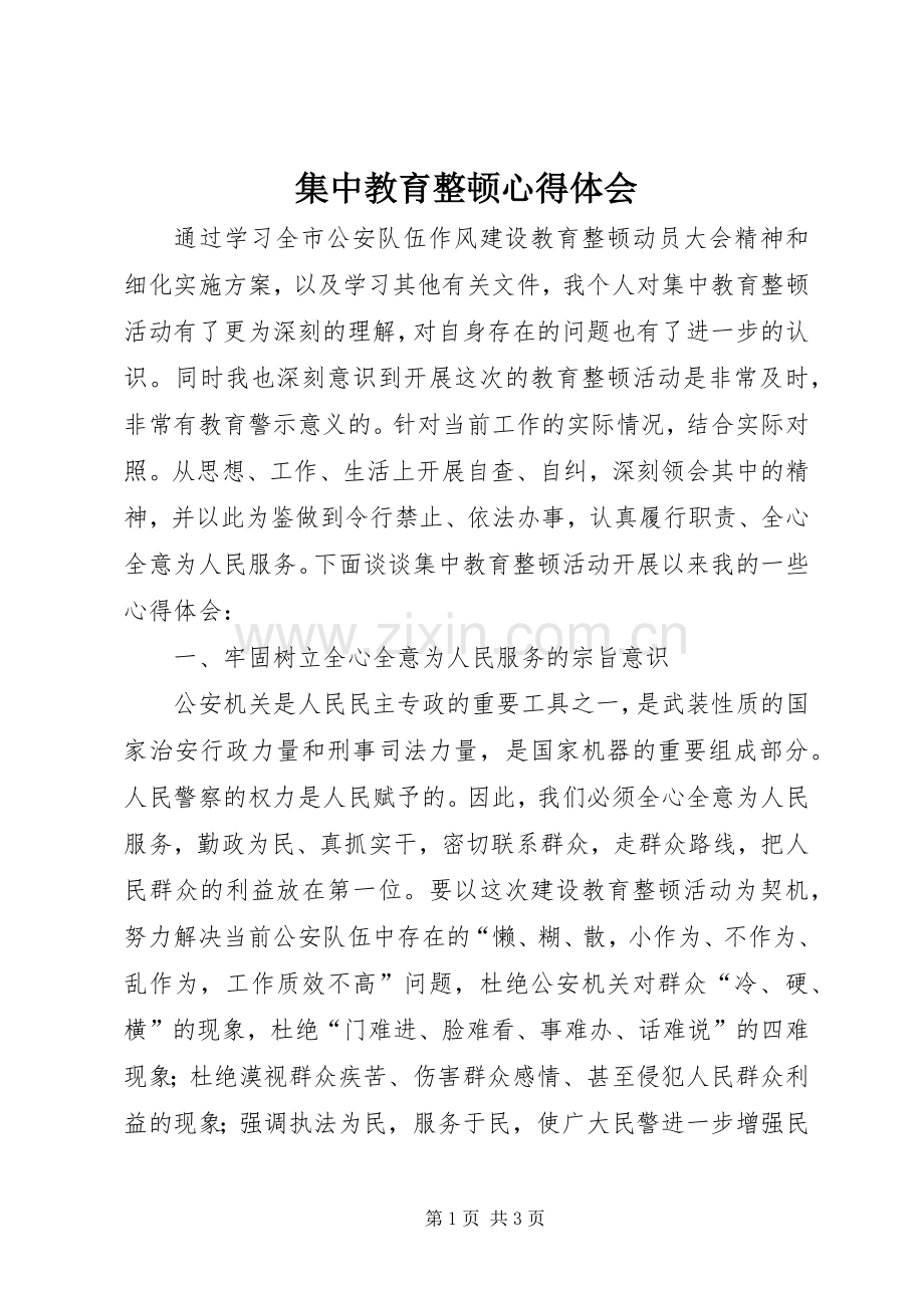 集中教育整顿心得体会.docx_第1页