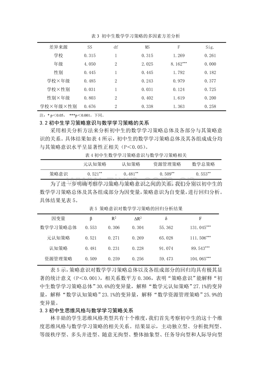 初中生学习策略意识、思维风格与其数学学习策略的关系.doc_第3页