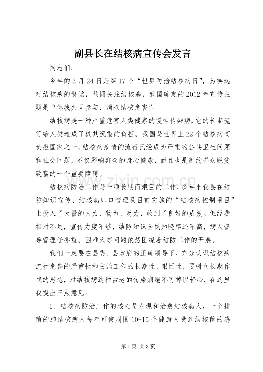 副县长在结核病宣传会发言.docx_第1页