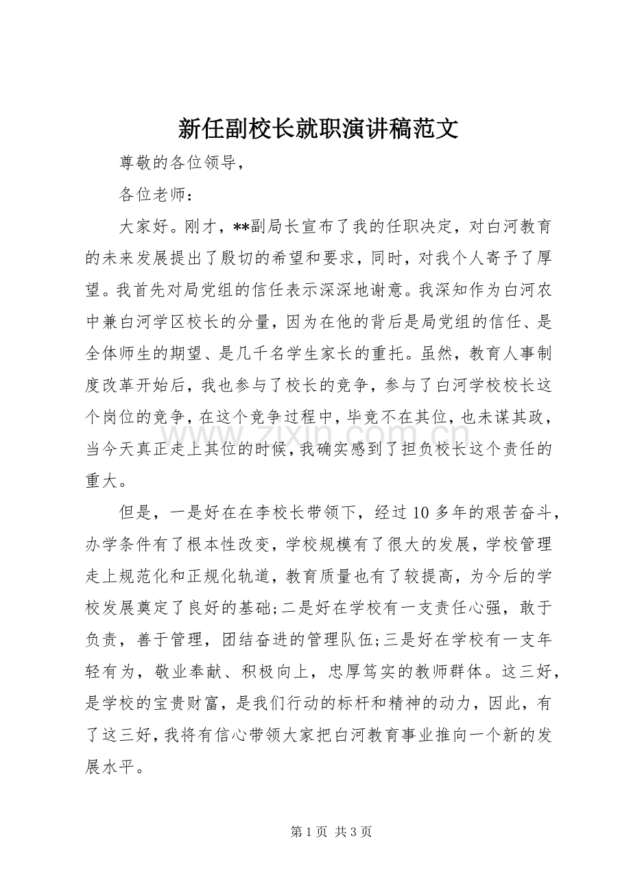 新任副校长就职演讲稿范文.docx_第1页