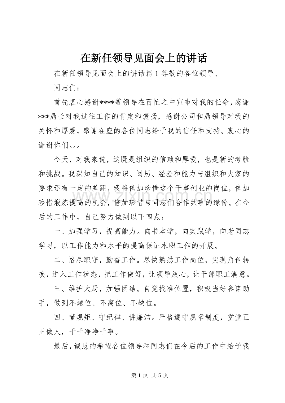 在新任领导见面会上的讲话.docx_第1页