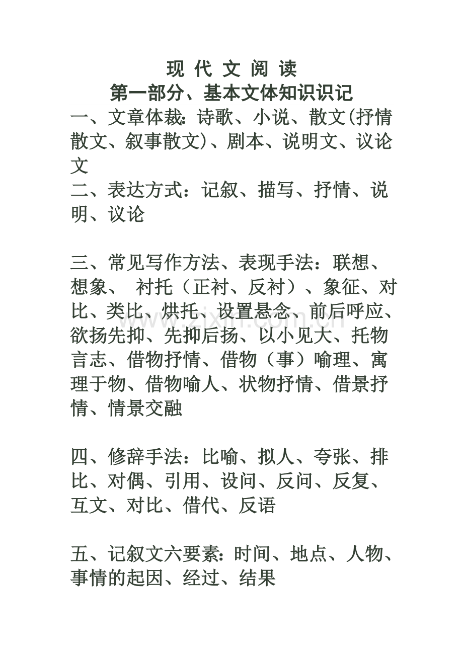 现代文阅读知识点梳理.doc_第1页