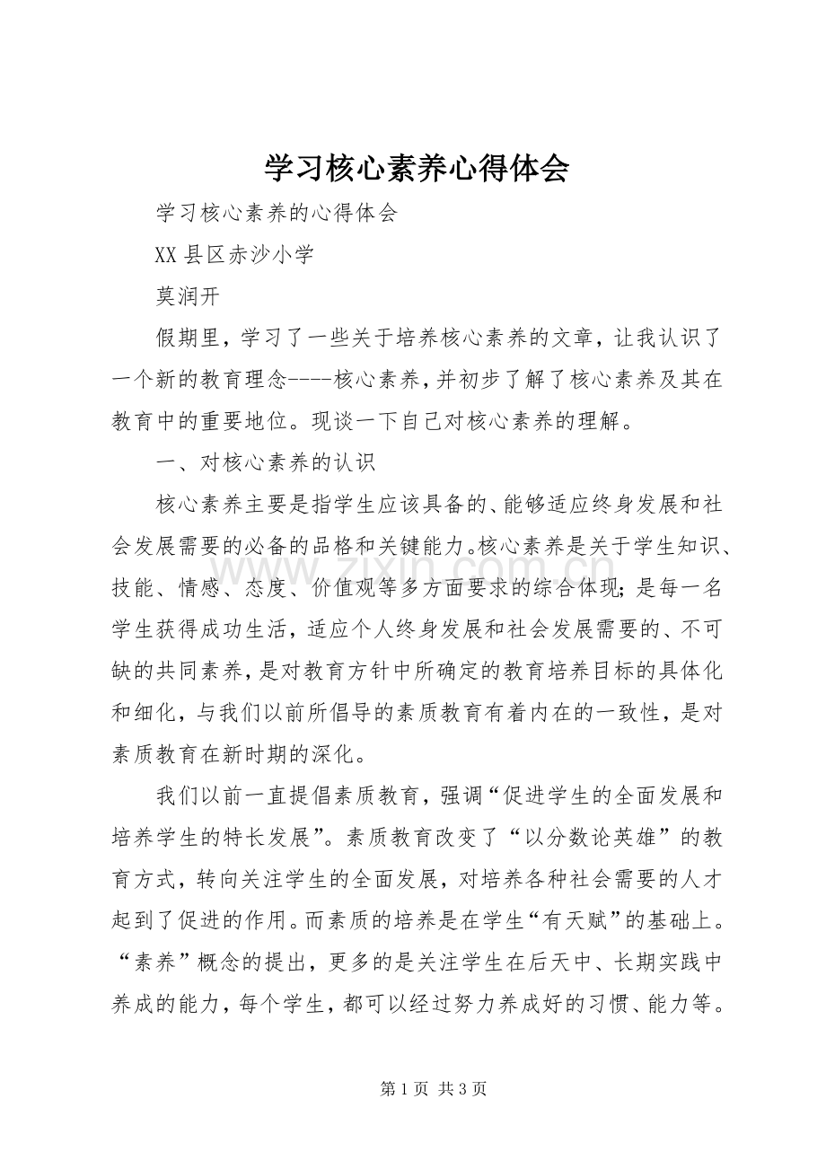 学习核心素养心得体会.docx_第1页