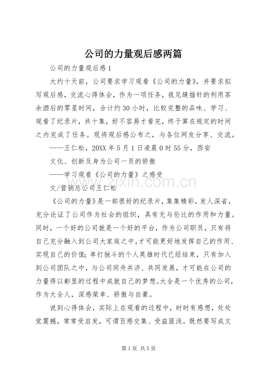 公司的力量观后感两篇.docx_第1页