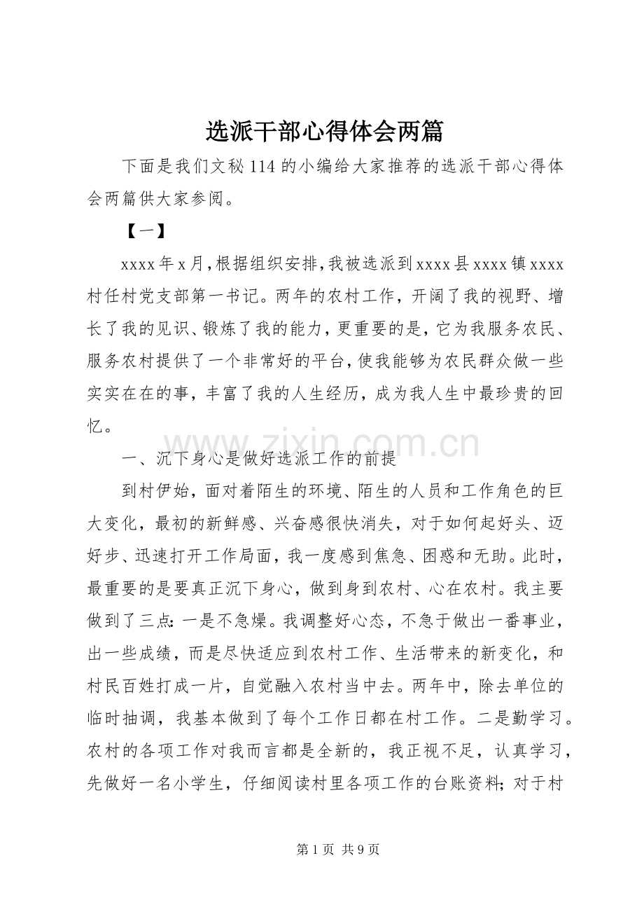 选派干部心得体会两篇.docx_第1页