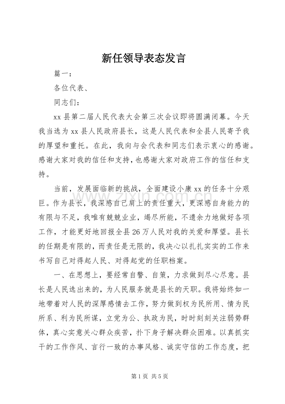 新任领导表态发言.docx_第1页