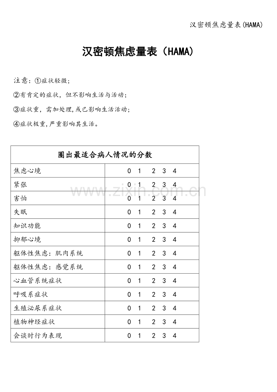 汉密顿焦虑量表(HAMA).doc_第1页