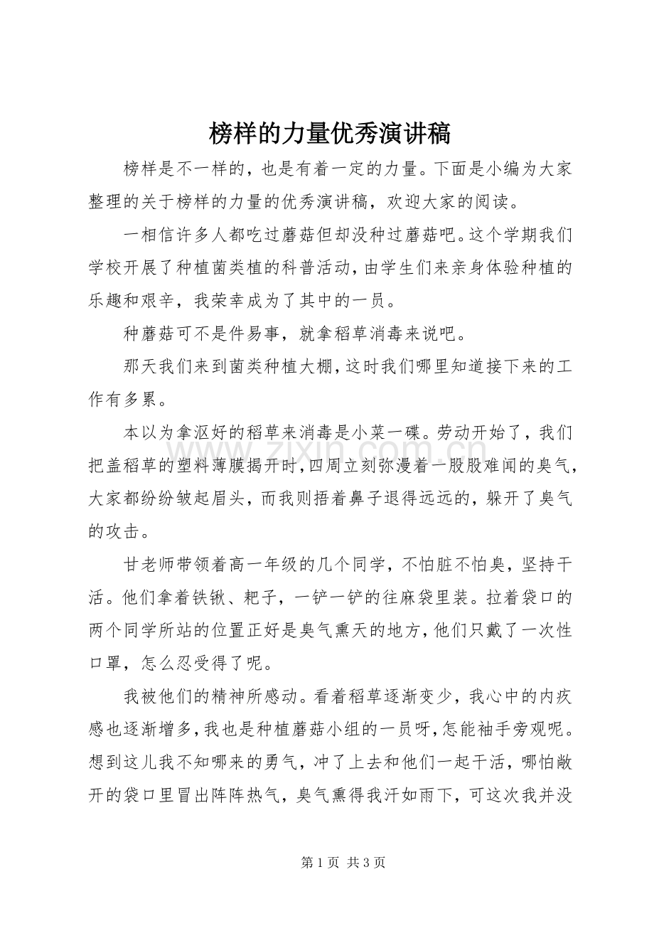 榜样的力量优秀演讲稿.docx_第1页