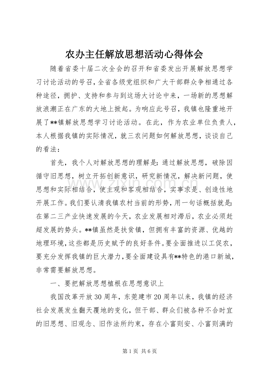 农办主任解放思想活动心得体会.docx_第1页