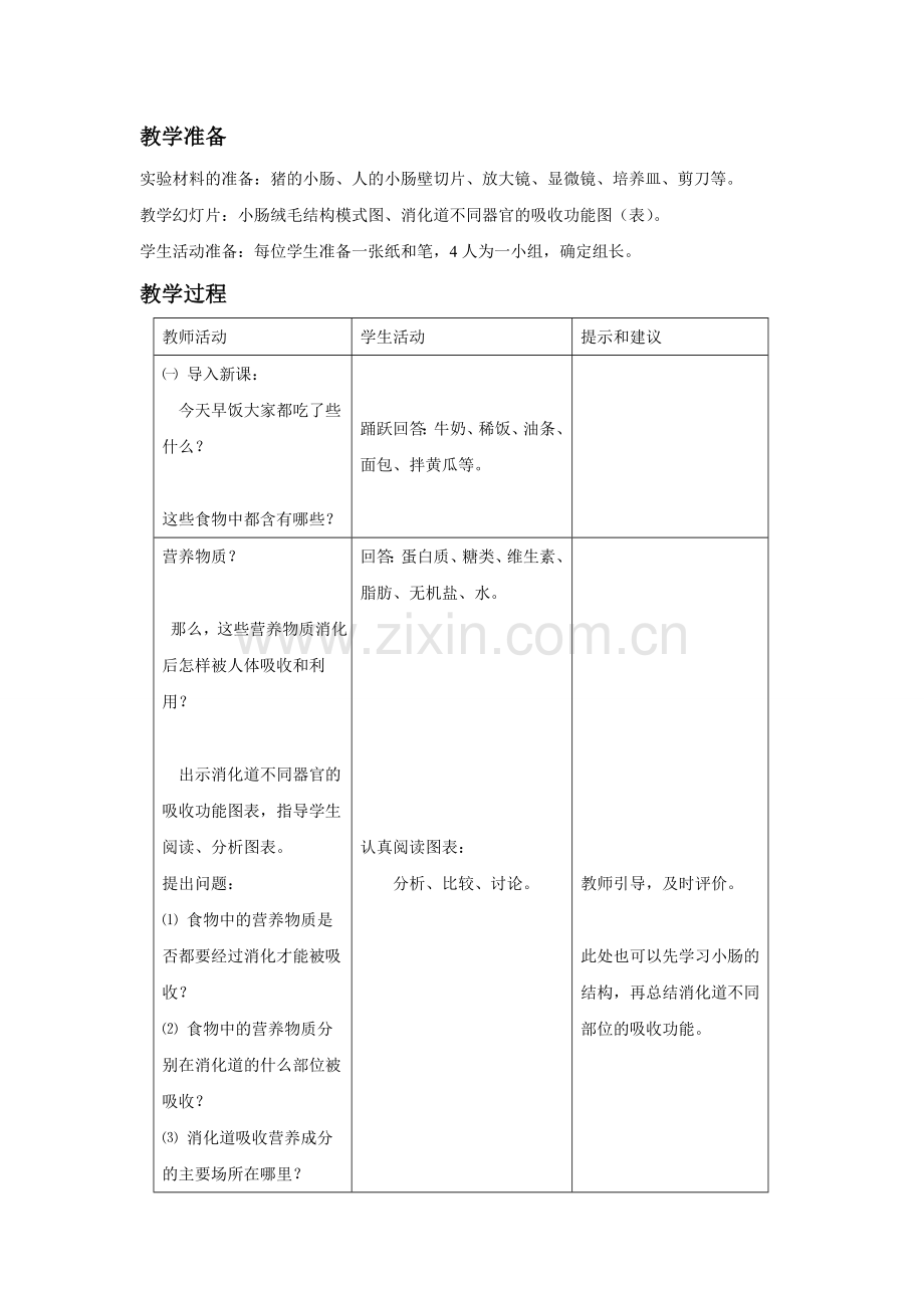 《第三节-营养物质的吸收和利用》教案.doc_第2页