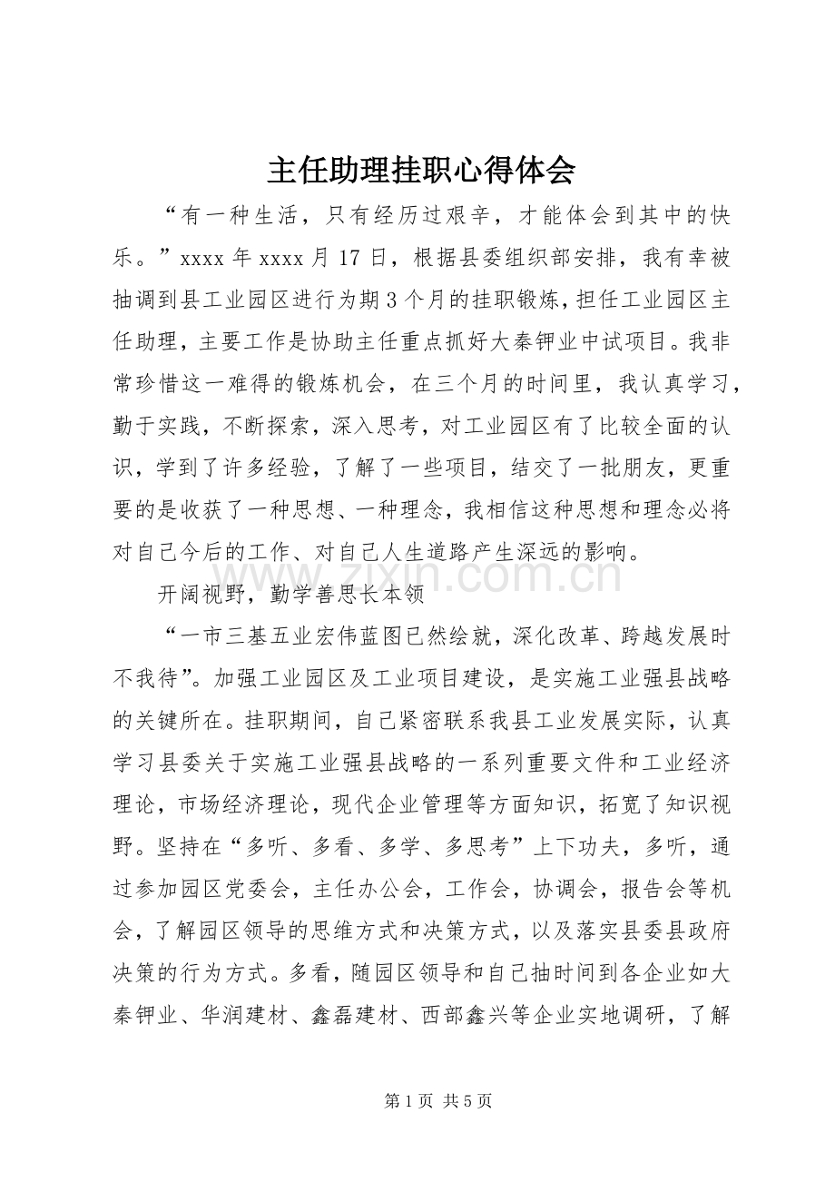 主任助理挂职心得体会.docx_第1页