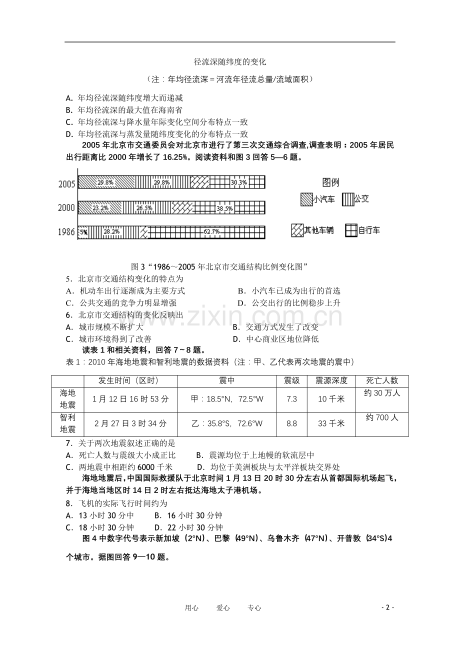 北京市重点中学101学年高二地理下学期3月月考(无答案).doc_第2页