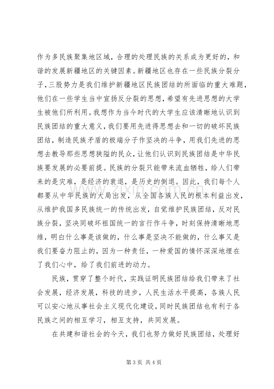 民族团结心得体会范文.docx_第3页