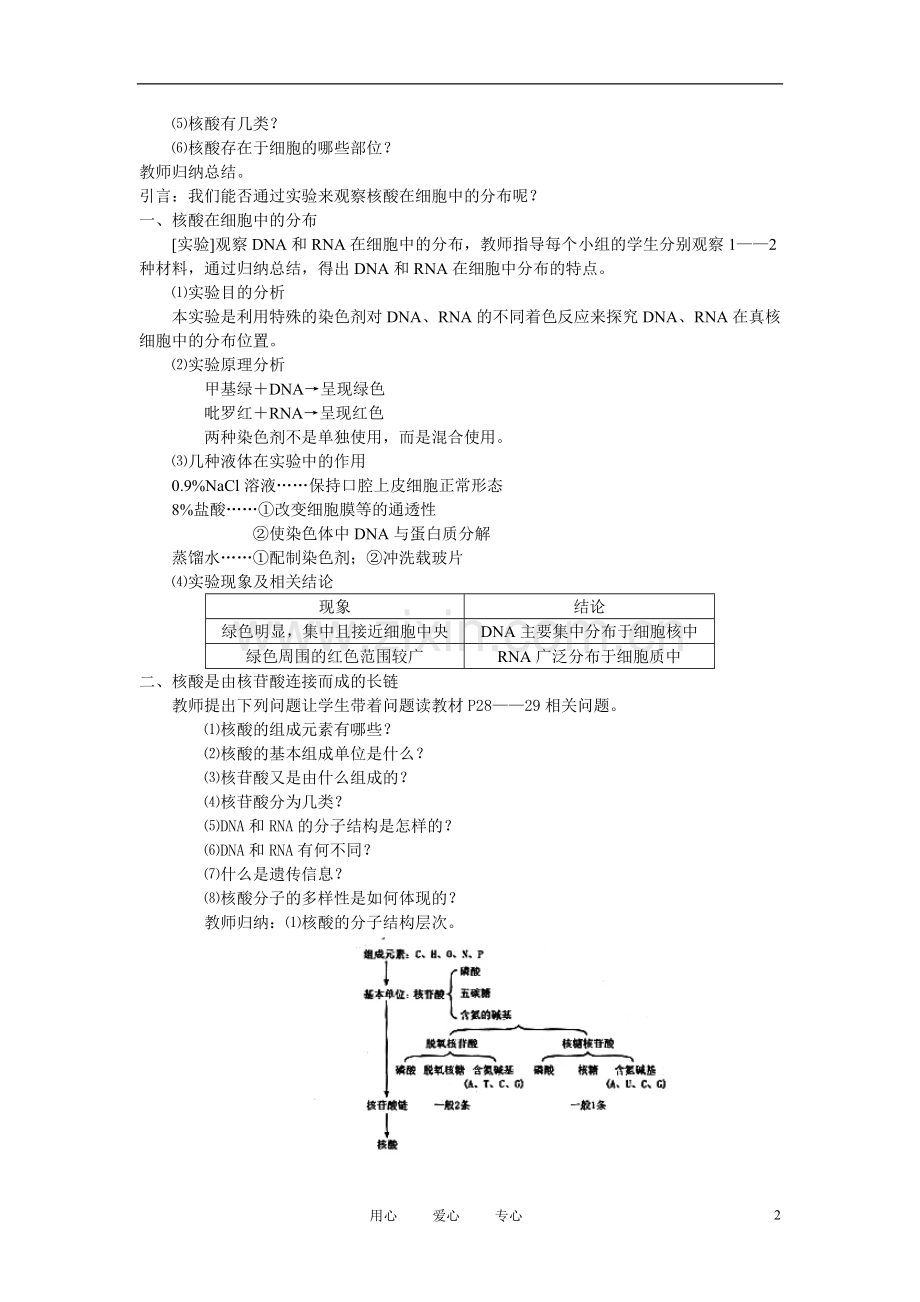 高中生物《核酸的结构和功能》教案3-中图版必修1.doc_第2页