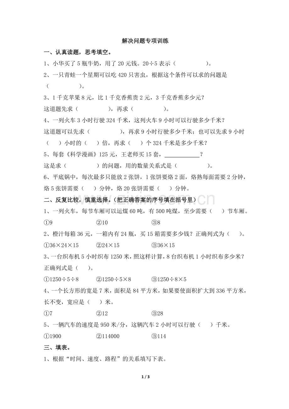 解决问题专项训练.doc_第1页