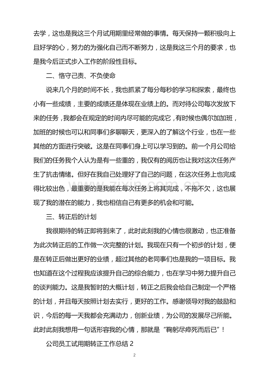 2022年公司员工试用期转正工作总结.doc_第2页