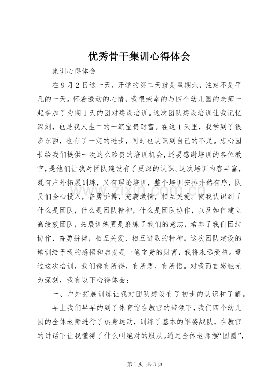 优秀骨干集训心得体会.docx_第1页