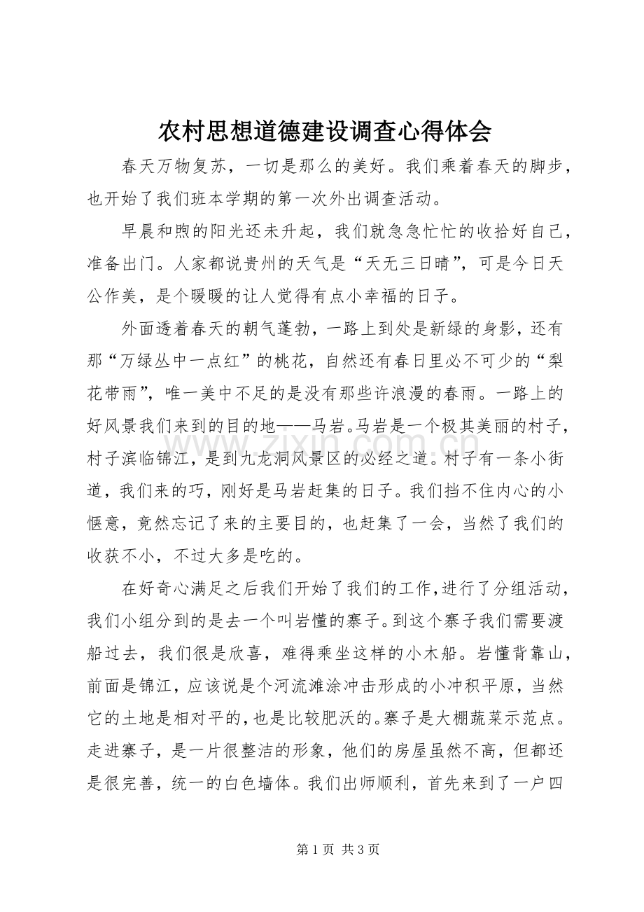 农村思想道德建设调查心得体会.docx_第1页