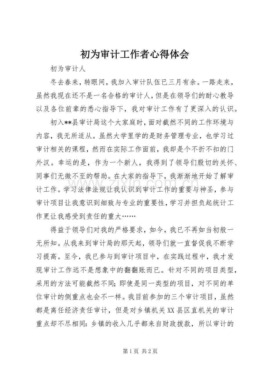 初为审计工作者心得体会.docx_第1页