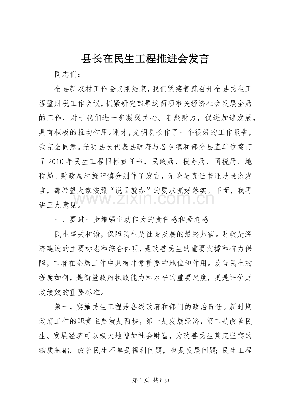 县长在民生工程推进会发言.docx_第1页