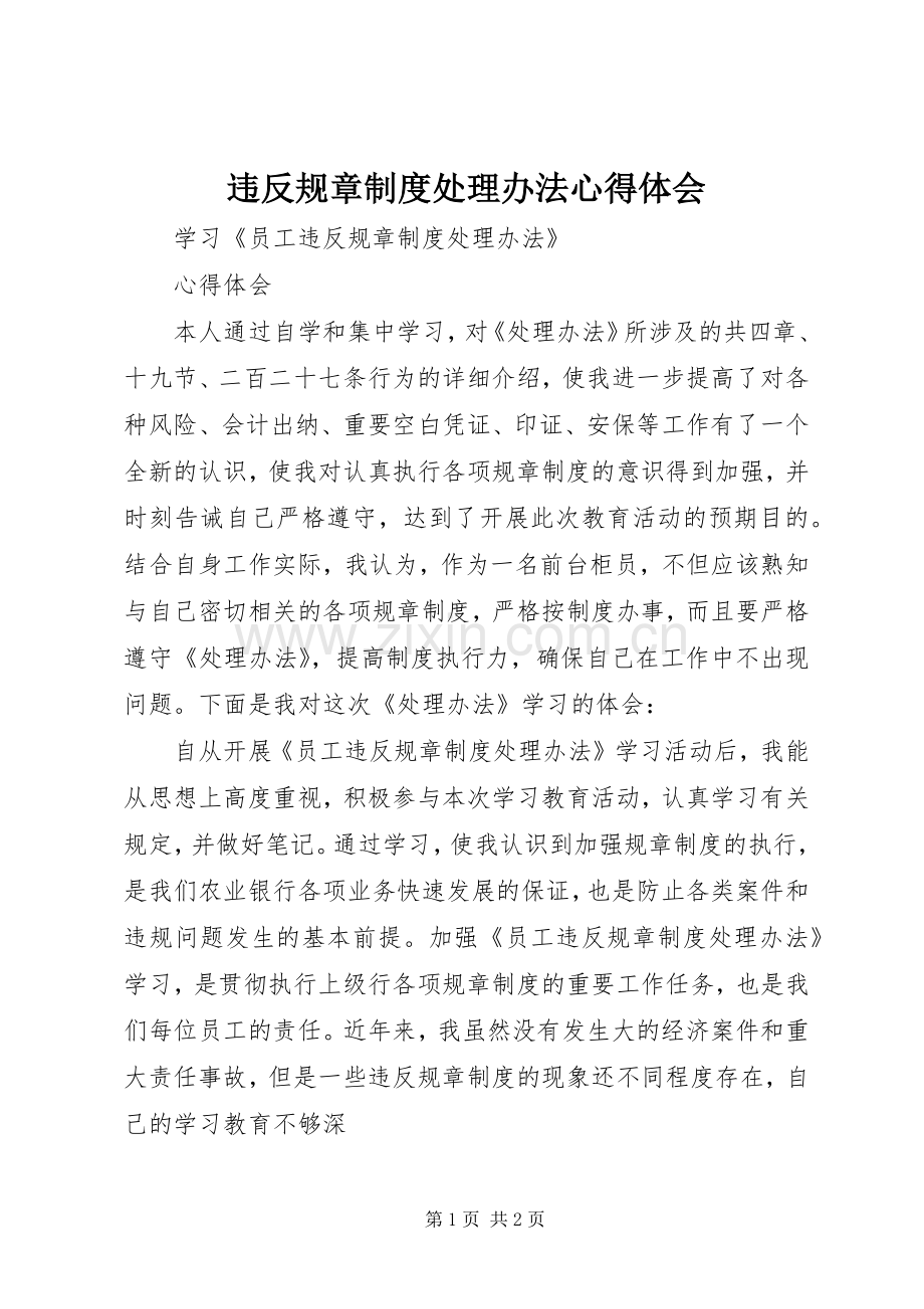 违反规章制度处理办法心得体会.docx_第1页