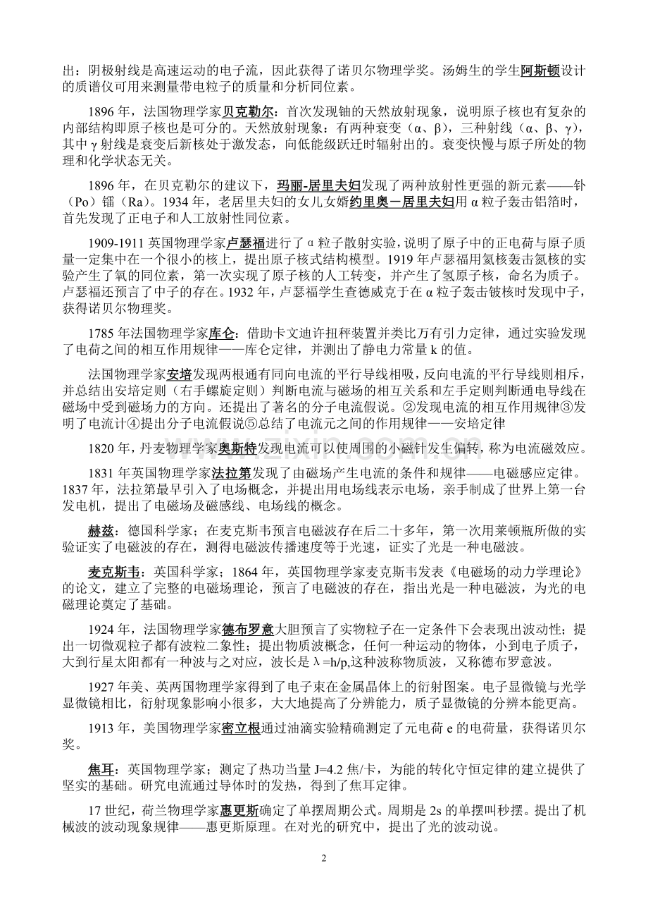 高中物理学史和物理方法总结.doc_第2页