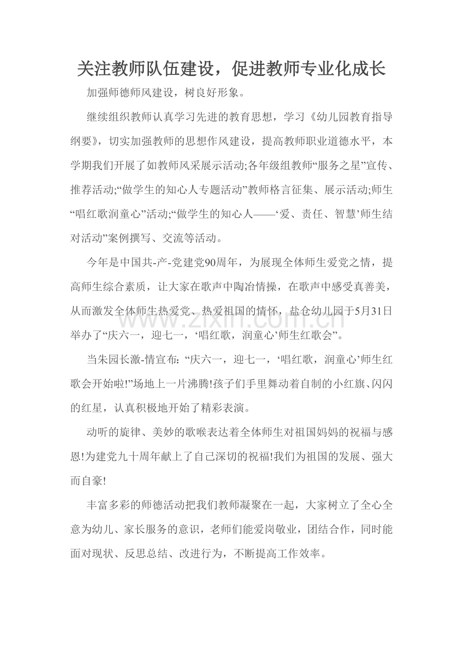 关注教师队伍建设-促进教师专业化成长.doc_第1页