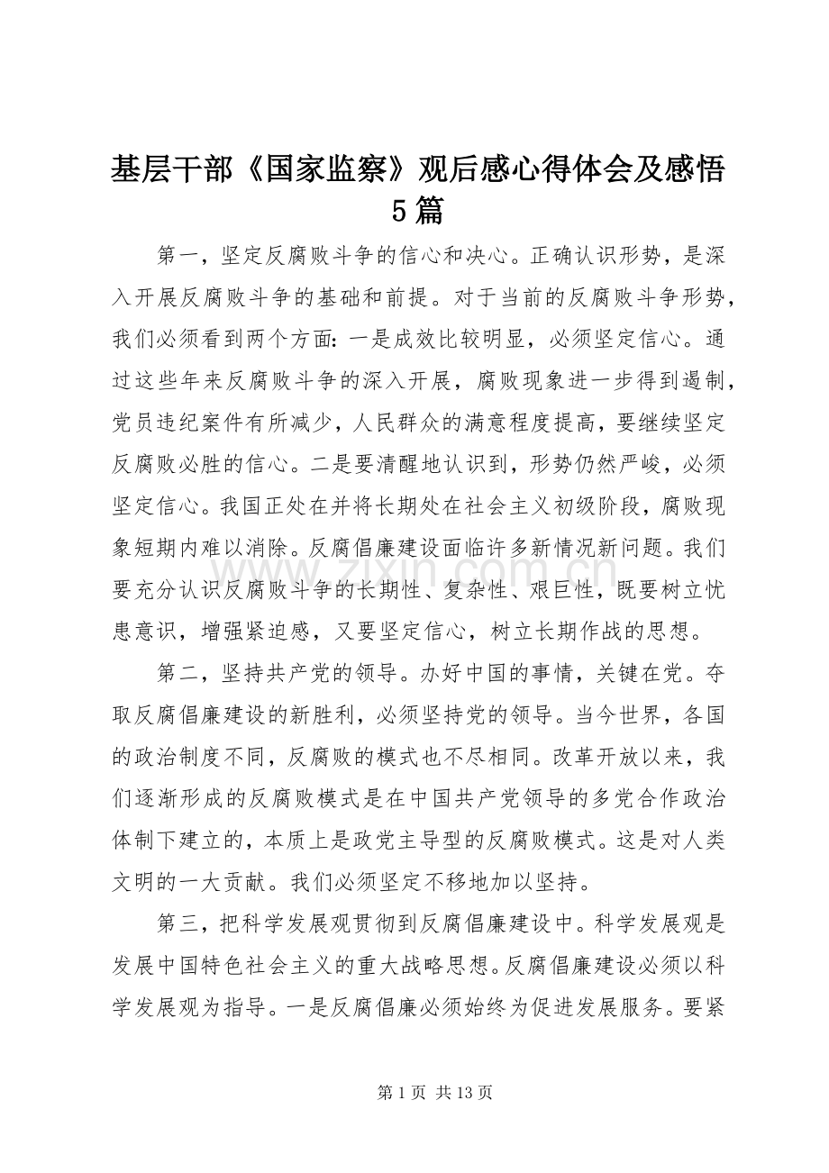 基层干部《国家监察》观后感心得体会及感悟5篇.docx_第1页