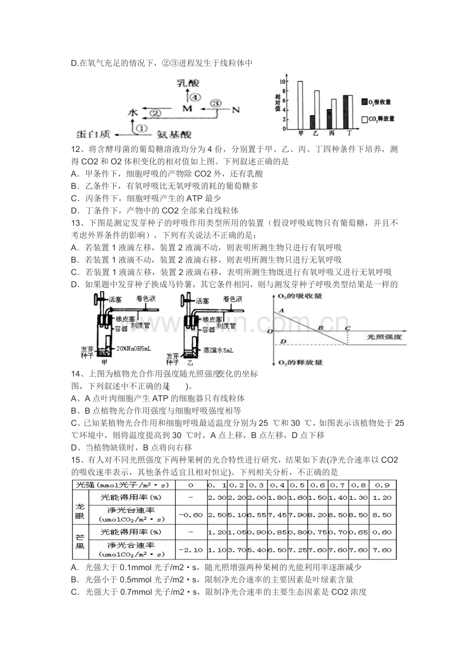 高一生物必修一检测.doc_第3页