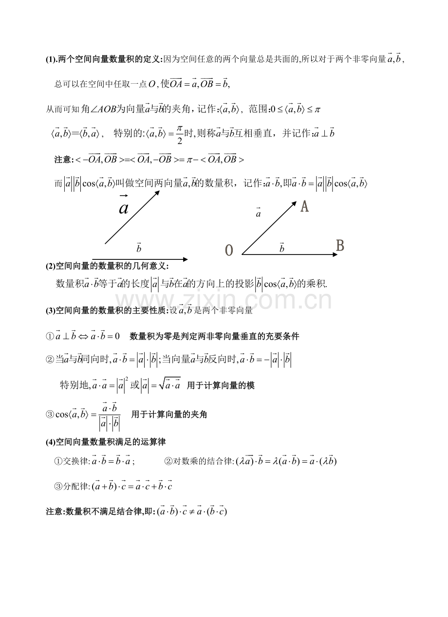 人教版高中数学《空间向量的数量积运算》-公开课教案.doc_第2页