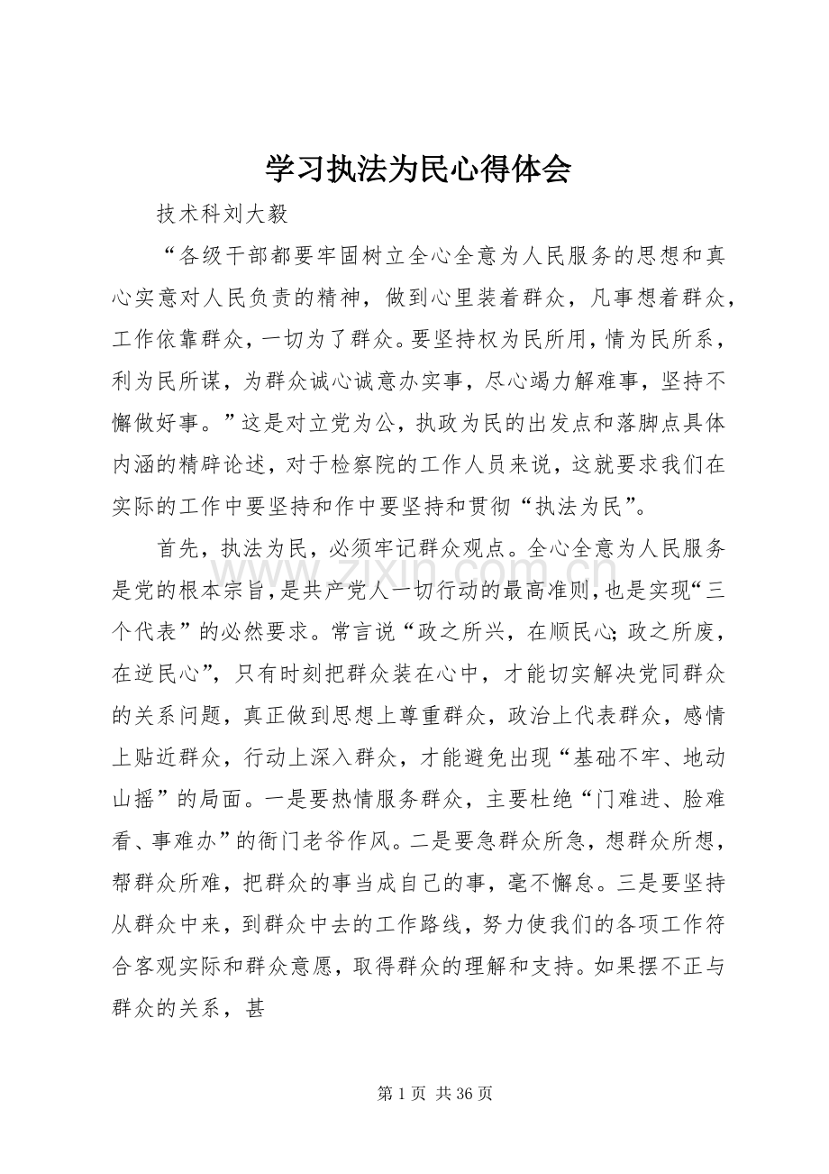 学习执法为民心得体会.docx_第1页