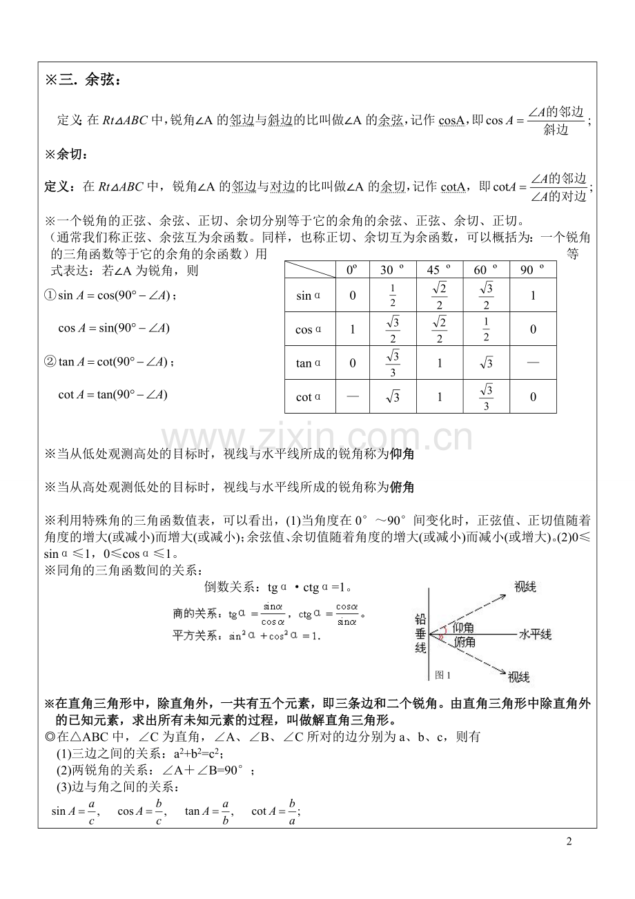 直角三角形边角关系辅导讲义.doc_第2页