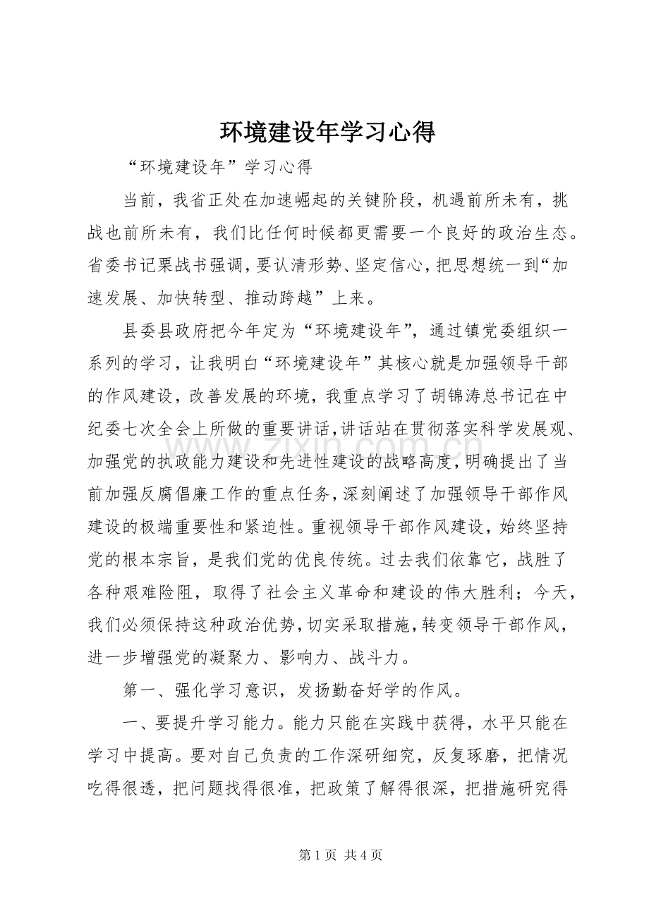 环境建设年学习心得.docx_第1页