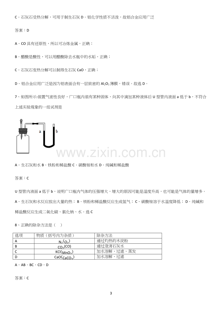 人教版2023初中化学九年级化学下册第十一单元盐化肥高频考点知识梳理.docx_第3页