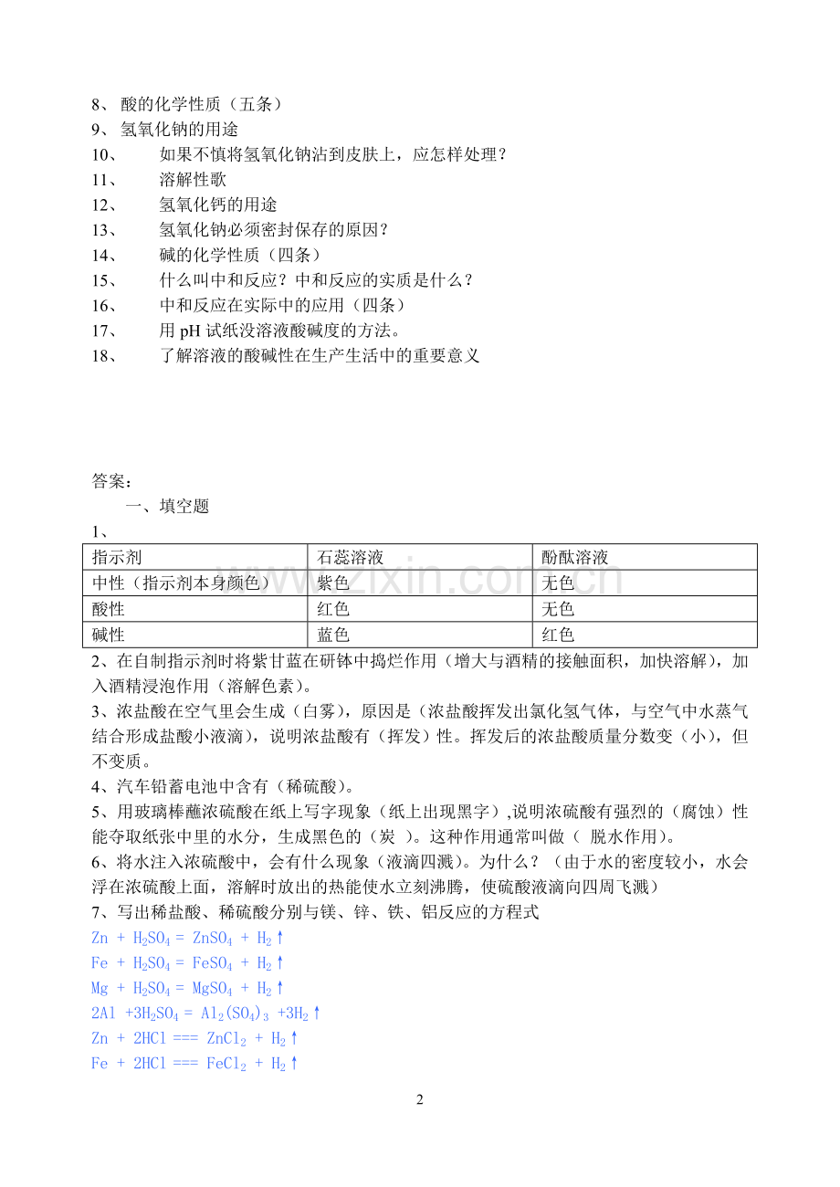 酸和碱复习题.doc_第2页