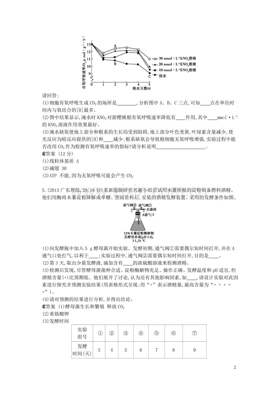 【5年高考3年模拟】(安徽专用)2014高考生物一轮复习-专题5-细胞呼吸试题(B版)新人教版.doc_第2页