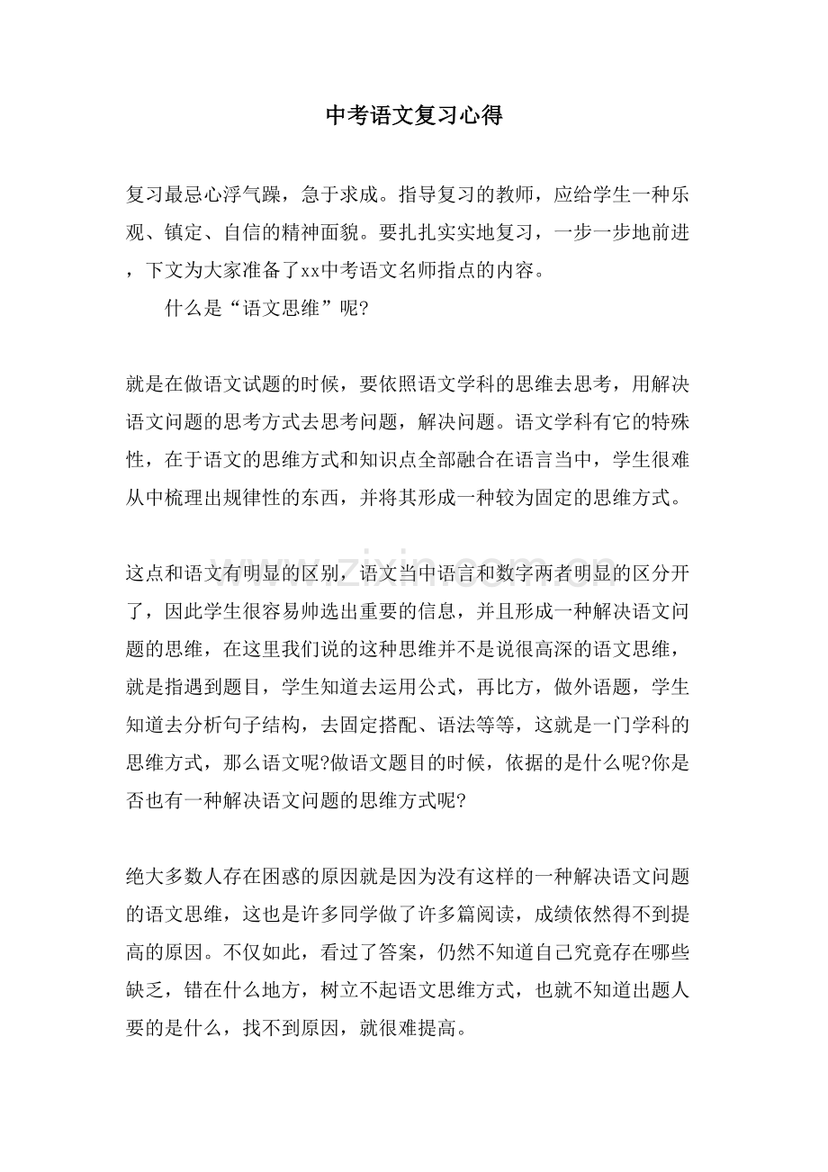 中考语文复习心得.doc_第1页