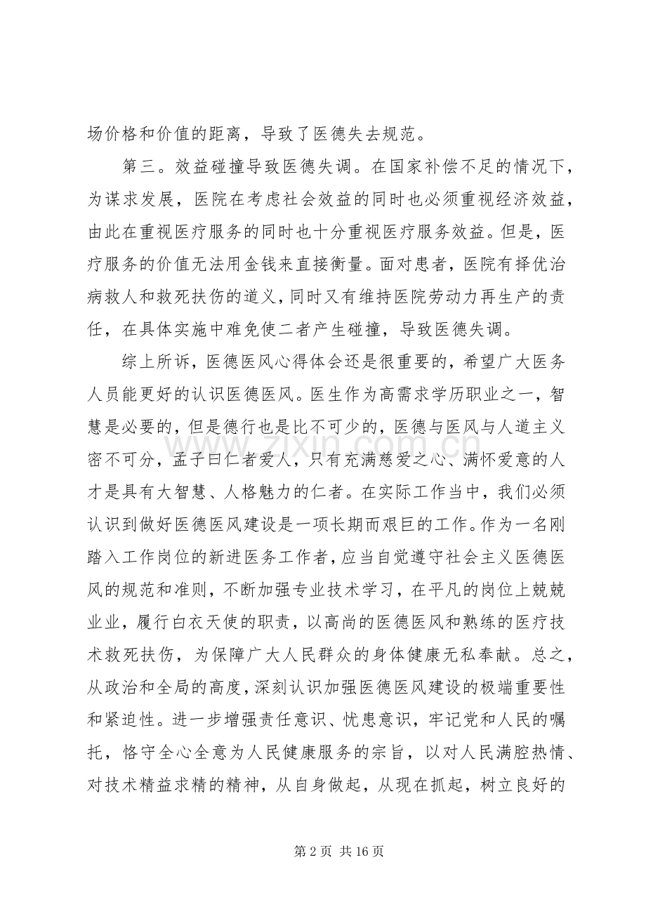 XX年关于医生医德医风心得体会范文.docx_第2页